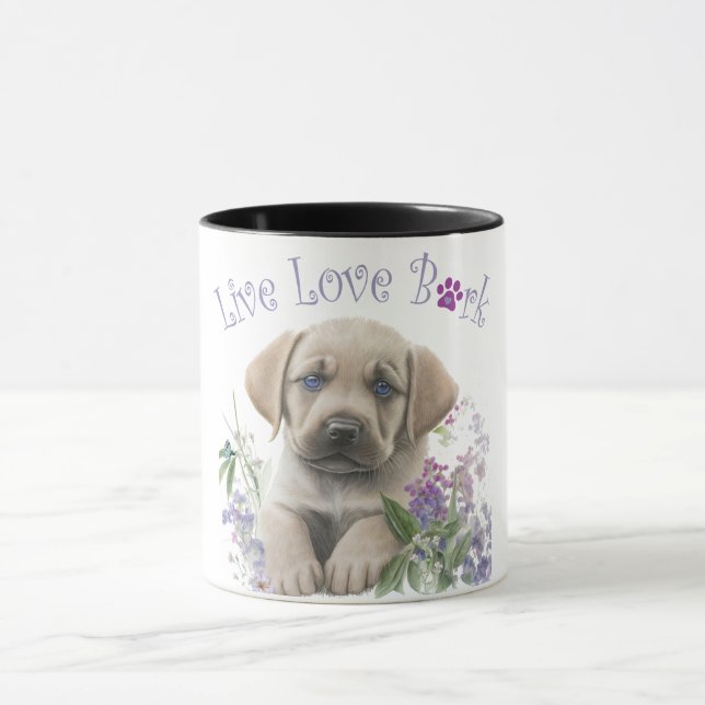 Labrador-Hundemutter Blumenmuster Tasse (Zentrum)