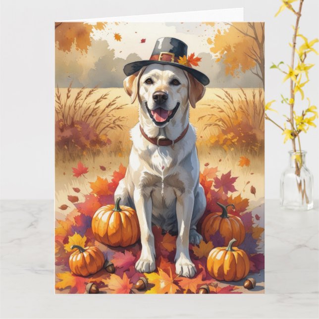 Labrador im Herbst lässt Erntedank Art Karte (Gelbe Blume)