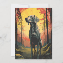Labrador im Wald bei Sonnenuntergang Feiertagskarte