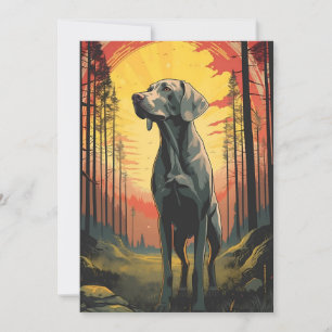 Labrador im Wald bei Sonnenuntergang Feiertagskarte
