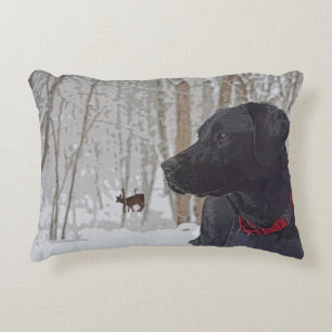 Labrador im Winter Zierkissen