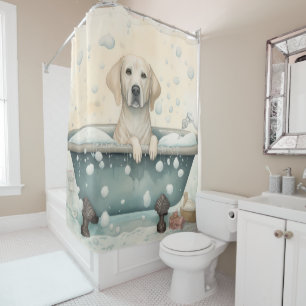 Labrador in der Badewanne Aquarell-Hundekunst Duschvorhang
