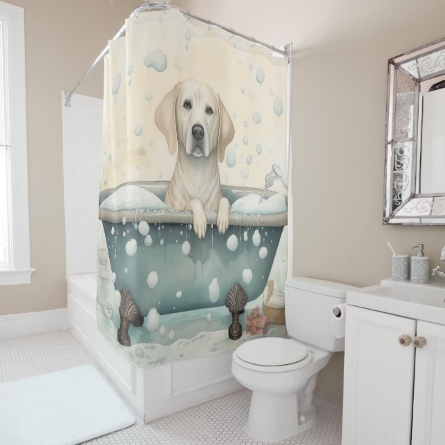 Labrador in der Badewanne Wasserfarben Hunde Kunst Duschvorhang (Beispiel)