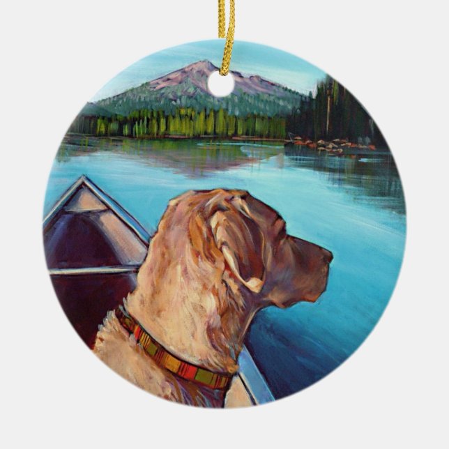 Labrador in der Kanu-Verzierung Keramik Ornament (Vorne)