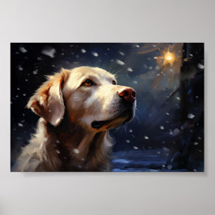Labrador in der Nacht Poster