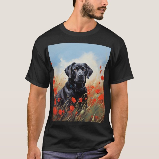 Labrador in Poppies T-Shirt (Vorderseite)
