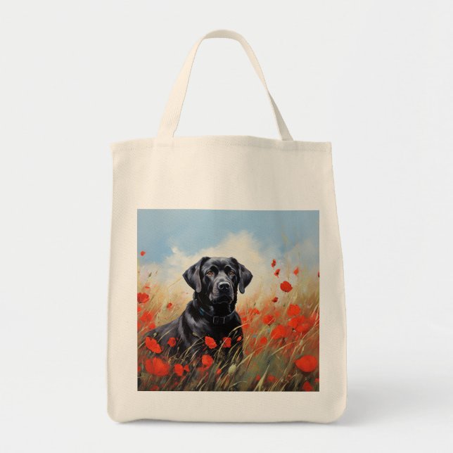 Labrador in Poppies Tragetasche (Vorne)