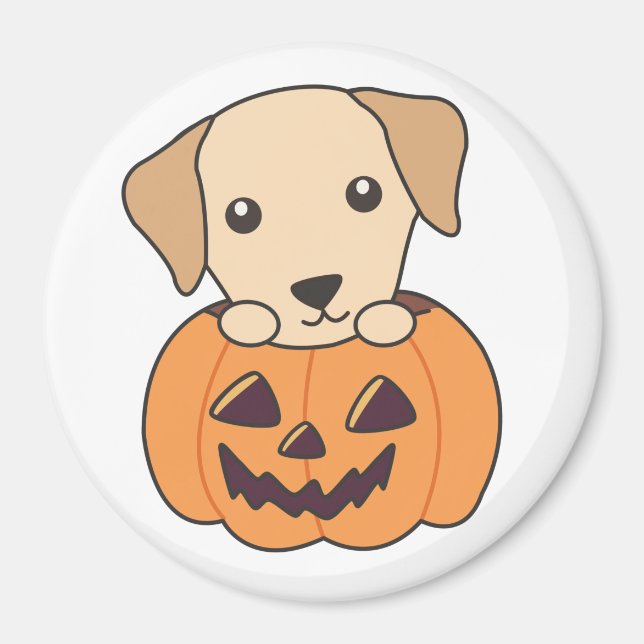 Labrador in Pumpkin Niedliche Hunde glückliche Hal Magnet (Vorne)