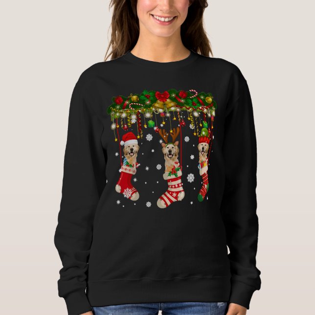 Labrador in Sock Xmas Rentier Santa Sweatshirt (Vorderseite)