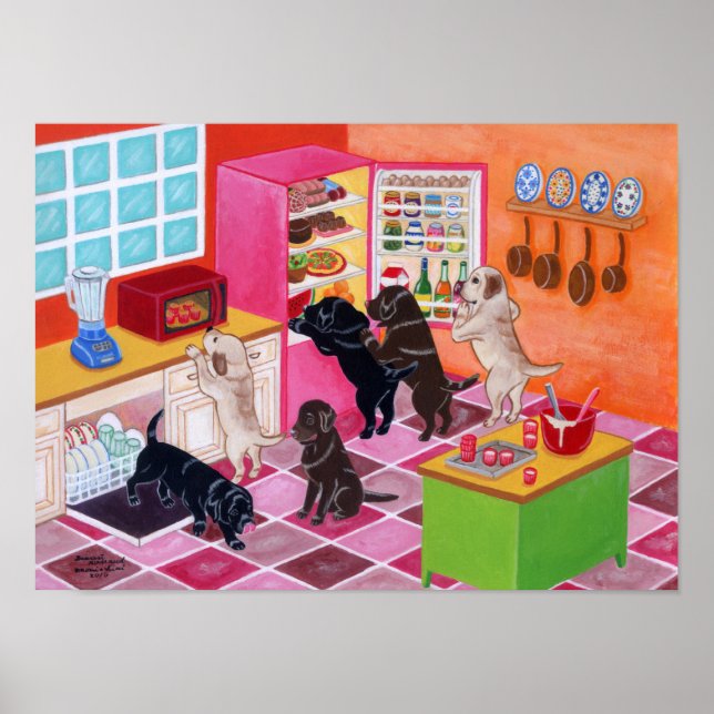 Labrador Kitchen Party Artwork Poster (Vorne)