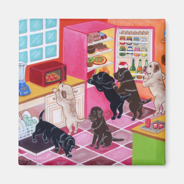 Labrador Kitchen Party Painting Magnet (Vorne)