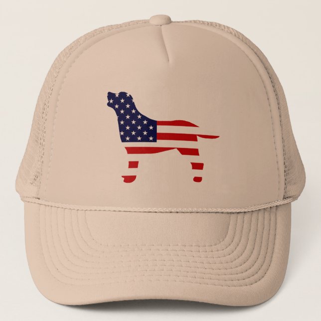 Labrador-Kontur im US Flagge Truckerkappe (Vorderseite)