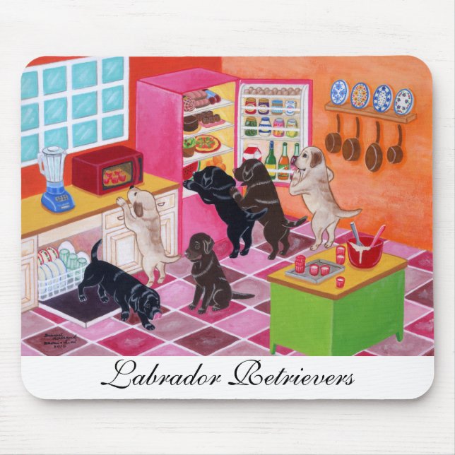 Labrador-Küchen-Party-Malerei Mousepad (Vorne)