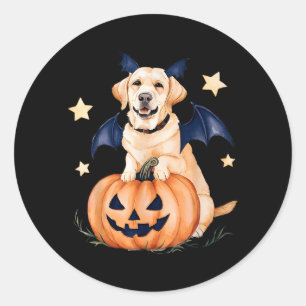 Labrador Kürbis Hexe Golden Labrador Halloween Runder Aufkleber
