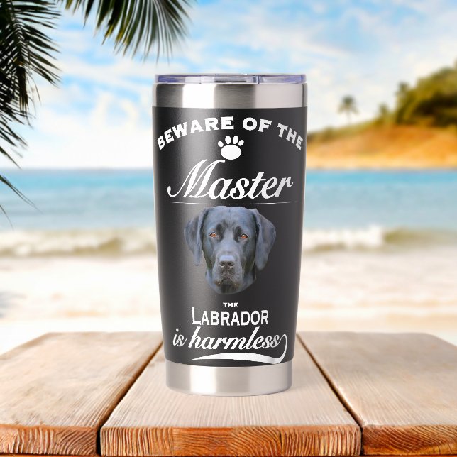 Labrador Labrador Dog Labrador Beware Master Thermobecher (Strand (gedreht))