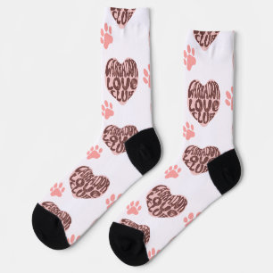 Labrador Liebesclub Herz- und Pfotenabdruck-Muster Socken