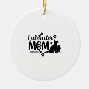 Labrador-Mama SVG � Hund-Silhouette & Pfotenabdruc Keramik Ornament