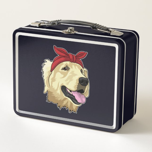 Labrador mit Bandana Metall Brotdose (Vorderseite)