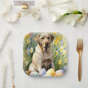 Labrador mit Ostereiern Pappteller