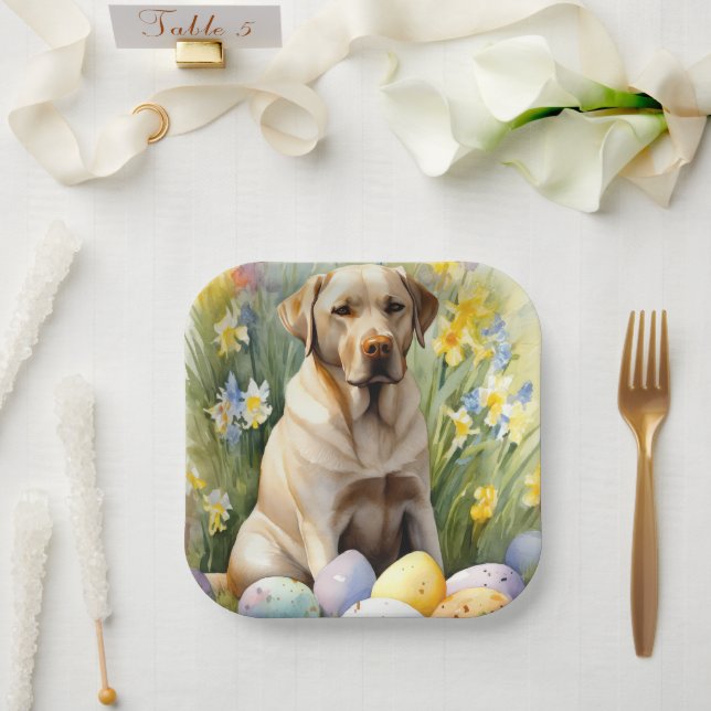 Labrador mit Ostereiern Pappteller (Hochzeit)