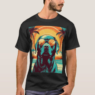 Labrador mit Sonnenbrille an einem tropischen Stra T-Shirt