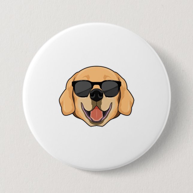 Labrador mit Sonnenbrille Button (Vorderseite)