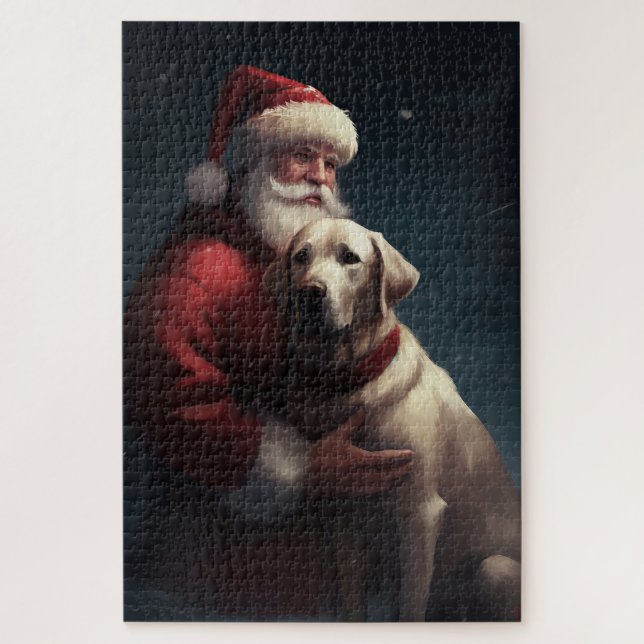 Labrador mit Weihnachtsmann Weihnachten (Vertikal)