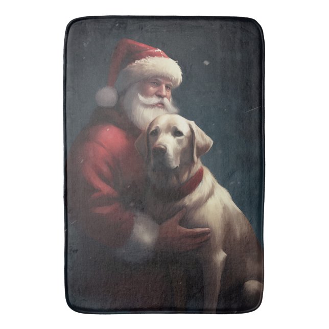 Labrador mit Weihnachtsmann Weihnachten Badematte (Vorderseite Vertikal)