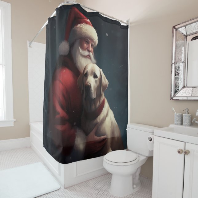 Labrador mit Weihnachtsmann Weihnachten Duschvorhang (Beispiel)
