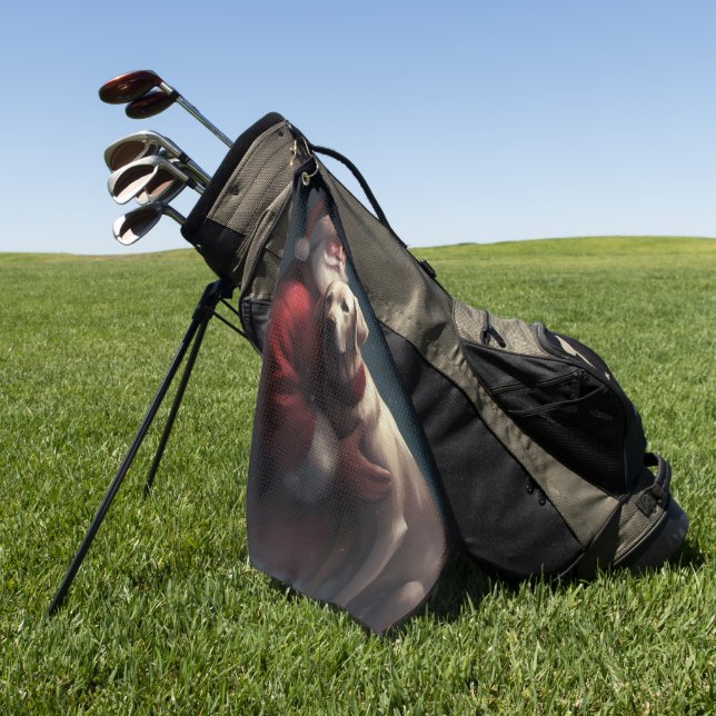 Labrador mit Weihnachtsmann Weihnachten Golfhandtuch (Gras)