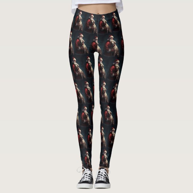 Labrador mit Weihnachtsmann Weihnachten Leggings (Vorderseite)