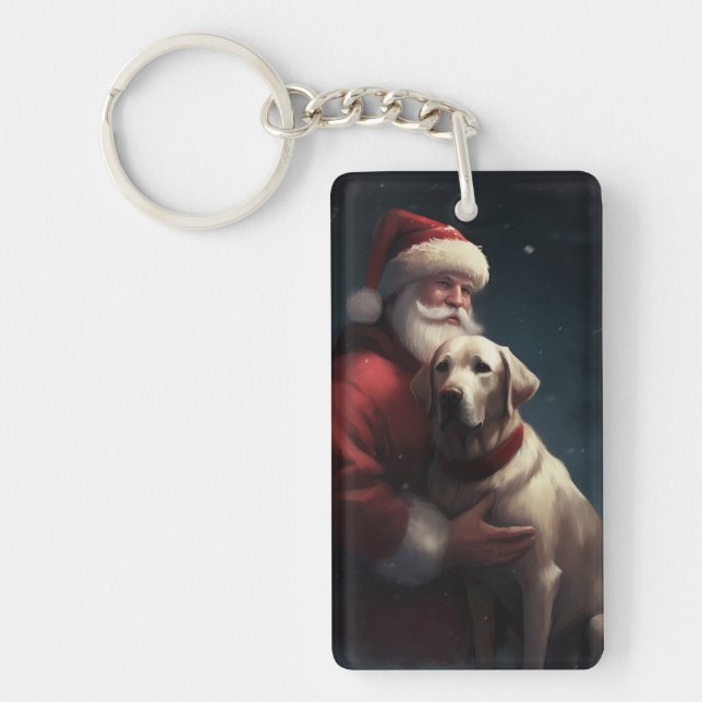 Labrador mit Weihnachtsmann Weihnachten Schlüsselanhänger (Vorderseite)