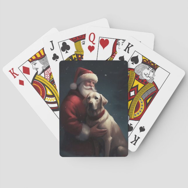Labrador mit Weihnachtsmann Weihnachten Spielkarten (Rückseite)