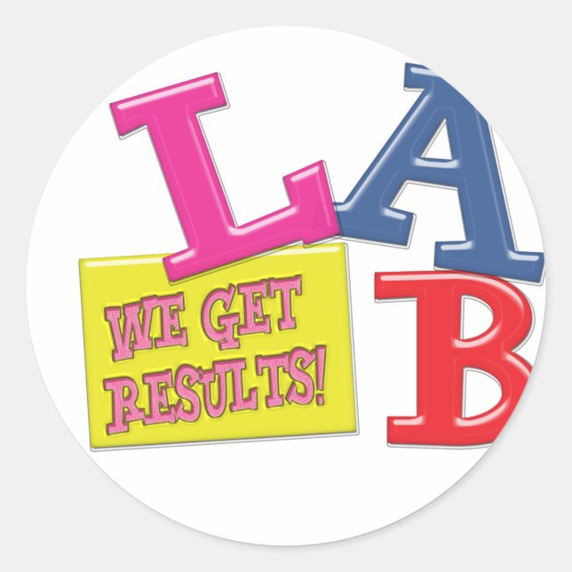 LABRADOR MOTTO LABOR WIR ERGEBNISSE! RUNDER AUFKLEBER (Vorderseite)