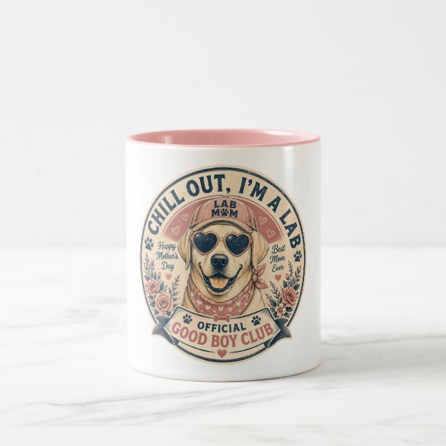 Labrador-Mutter Muttertag Guter Junge Zweifarbige Tasse (Mittel)