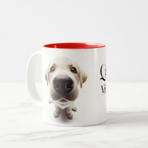 Labrador-nah-up-Tasse mit Ihrem Namen Zweifarbige Tasse