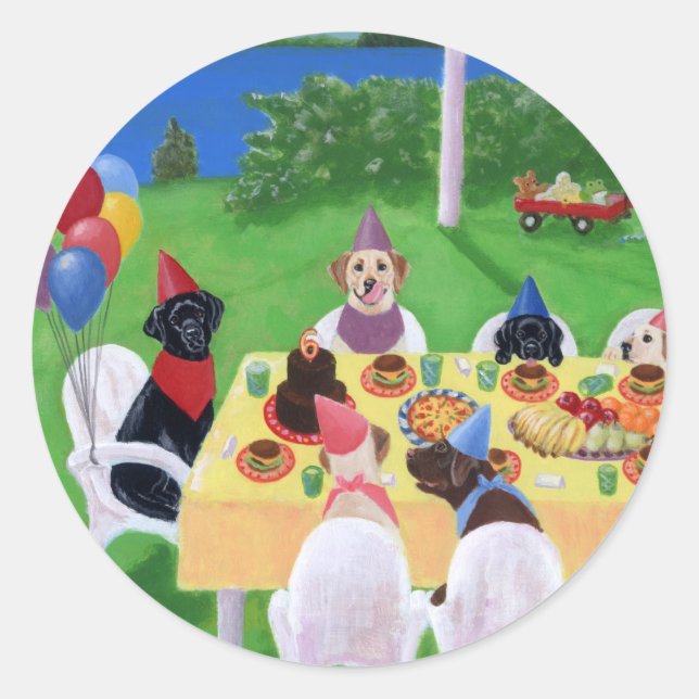 Labrador-Party Runder Aufkleber (Vorderseite)