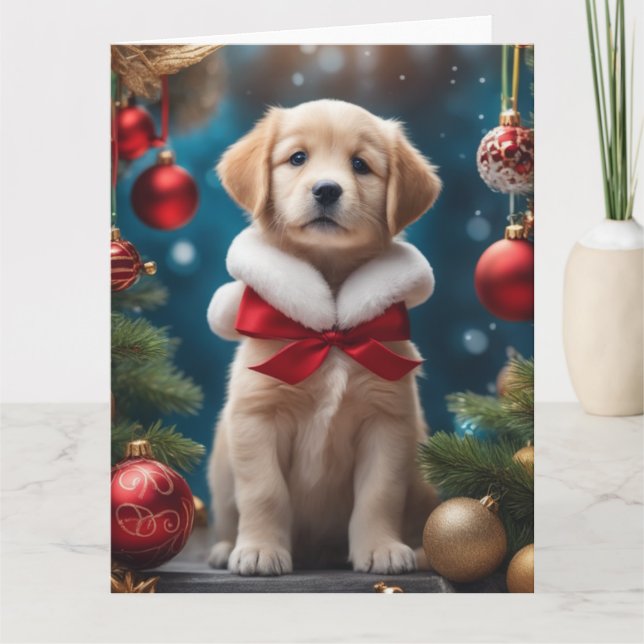 Labrador Pup Holiday Grußkarte Dankeskarte (Vorderseite)