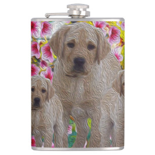 Labrador Puppies Oil Paint, Flachmann