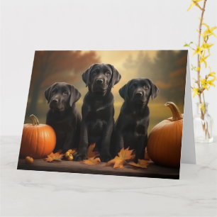 Labrador Puppy Autumn Delight Pumpkin Karte