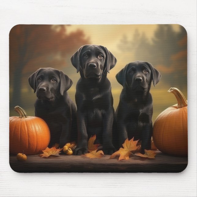 Labrador Puppy Autumn Delight Pumpkin Mousepad (Vorne)