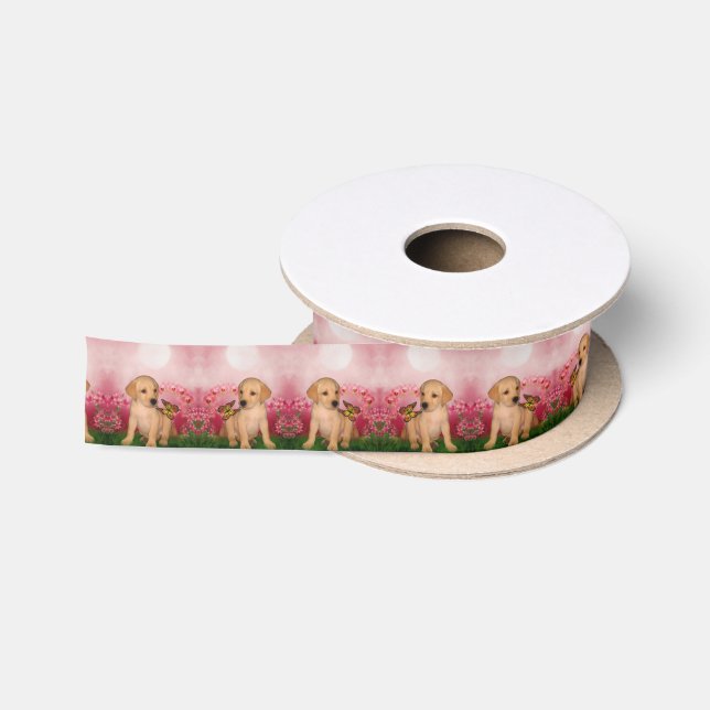 Labrador Puppy Butterfly Art Satinband (Spule)