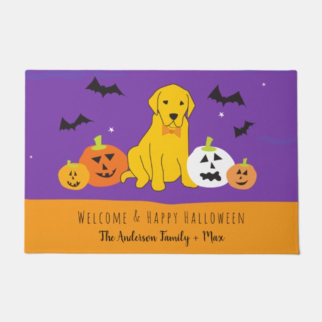 Labrador Puppy Pumpkin Halloween Willkommenstür Fußmatte (Vorderseite)