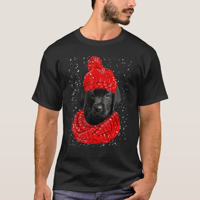 Labrador Red Winter Hat Christmas Scarf Dog T-Shirt (Vorderseite)
