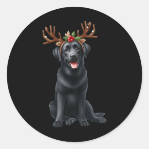 Labrador Reindeer Weihnachtsmannmütze Xmas Lights  Runder Aufkleber