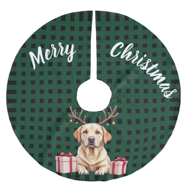 Labrador-Rentier Polyester Weihnachtsbaumdecke (Vorderseite)