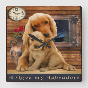Labrador Retrieever Quadratische Wanduhr