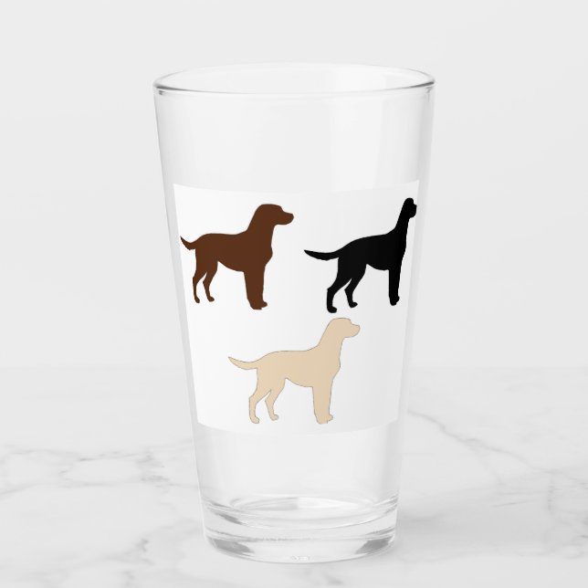 Labrador Retrieve alle Silhouetten Glas (Vorderseite)