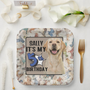 Labrador Retrieve Personalisiert 5. Geburtstagspar Pappteller