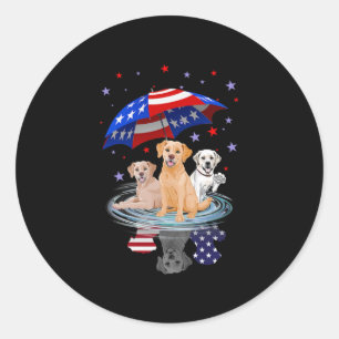 Labrador Retriever American Flag Shadow Runder Aufkleber